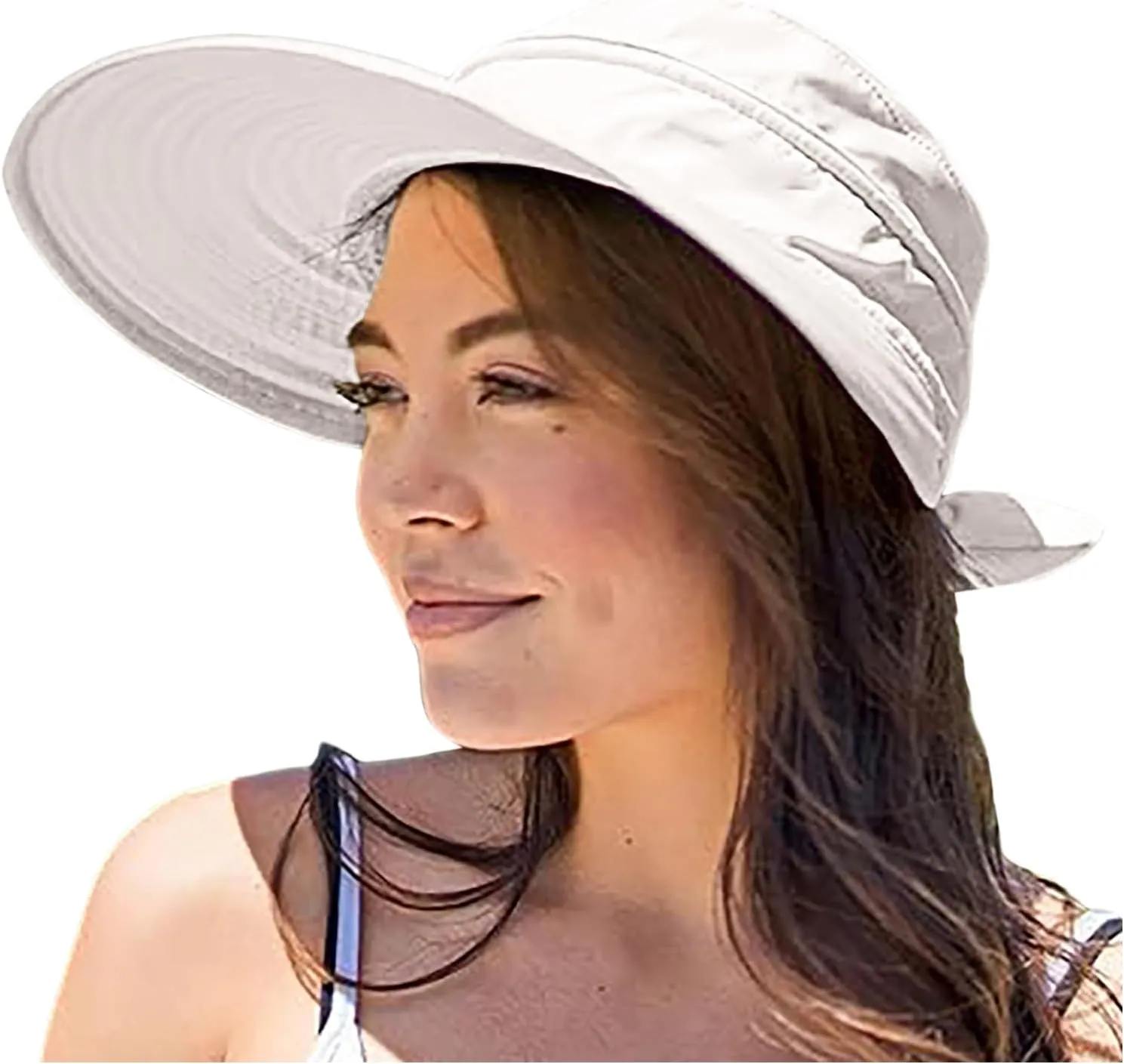 Sun Hats for Women with UV Protection Wide Brim Ponytail Visor Cap Summer Beach Outdoor Foldable Hat for Travel