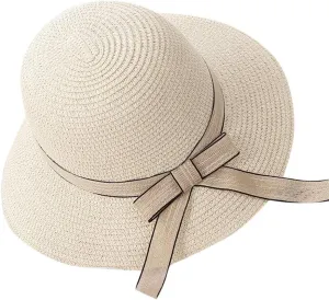 Sun Visors for Women Beach Roll Up Large Brim Fedora Summer Beach Sun Hat Women's Straw Hat Travel Hats