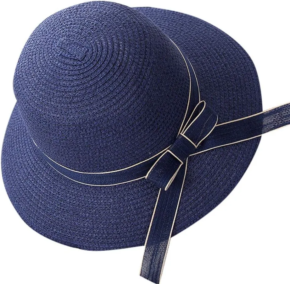 Sun Visors for Women Beach Roll Up Large Brim Fedora Summer Beach Sun Hat Women's Straw Hat Travel Hats