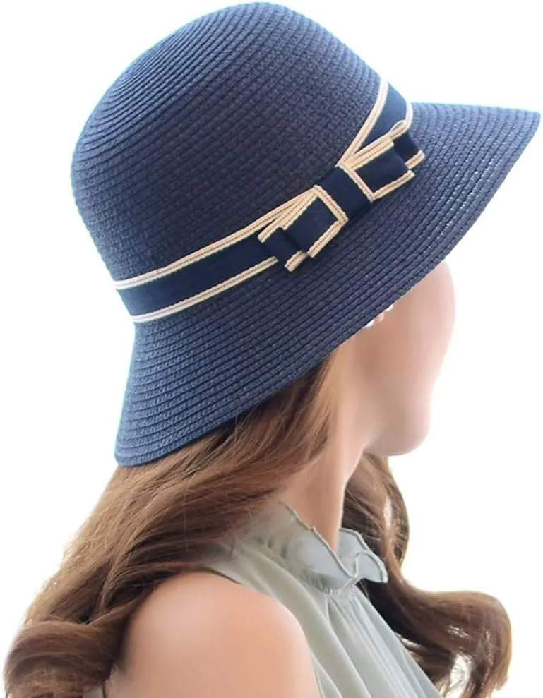 Sun Visors for Women Beach Roll Up Large Brim Fedora Summer Beach Sun Hat Women's Straw Hat Travel Hats