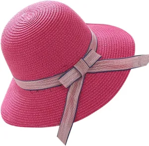 Sun Visors for Women Beach Roll Up Large Brim Fedora Summer Beach Sun Hat Women's Straw Hat Travel Hats