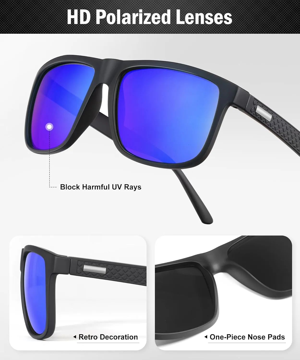 Sunglasses-for-Men Polarized Mens Sunglasses: Retro Sun glasses with UV Protection for Driving Fishing Golf