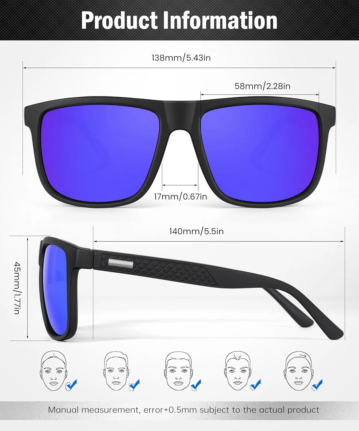 Sunglasses-for-Men Polarized Mens Sunglasses: Retro Sun glasses with UV Protection for Driving Fishing Golf