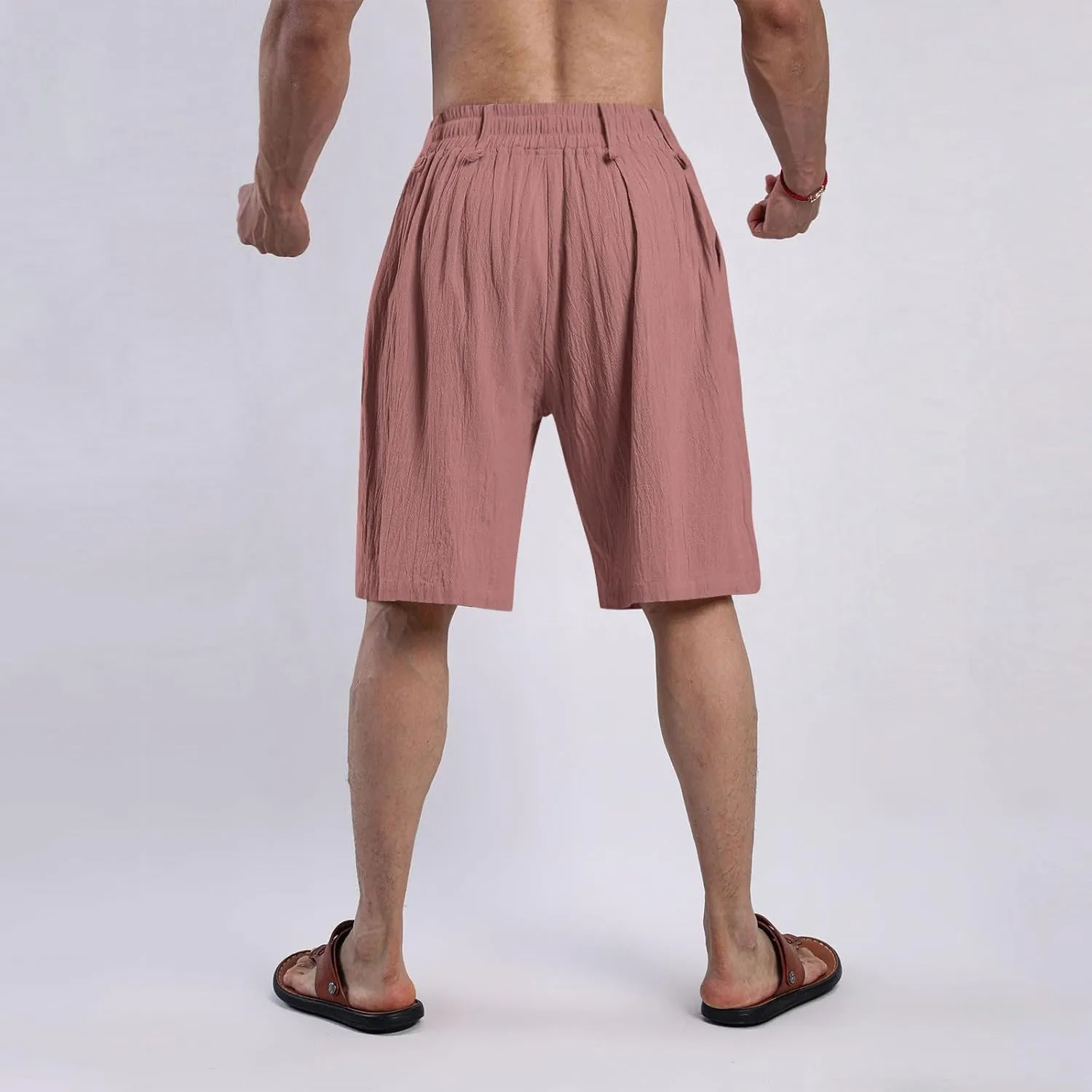 Sweatpants Shorts for Men Solid Color Pure Smooth Short Pants Lightweight Baggy Casual Lounge Cropped Pant