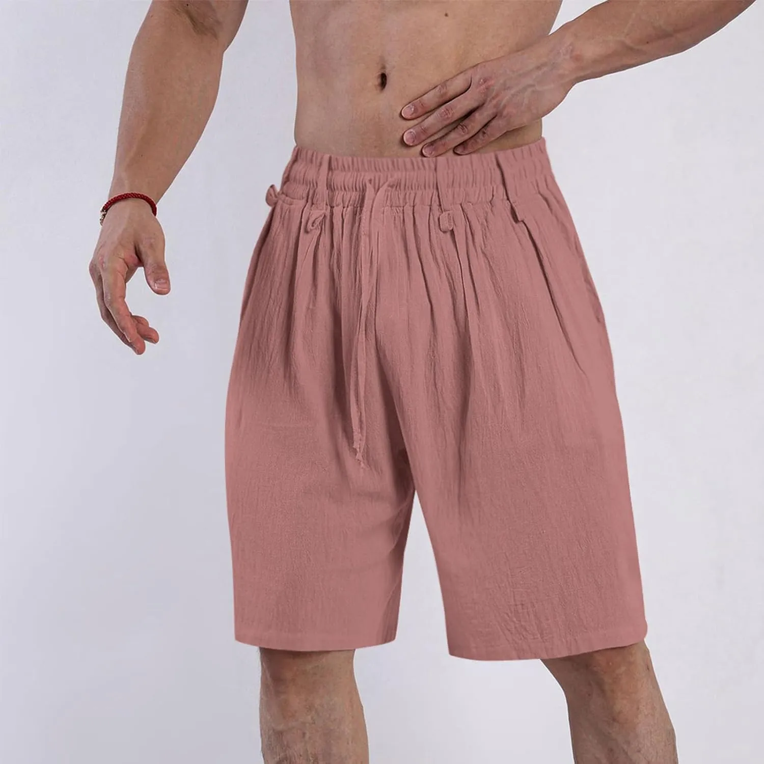 Sweatpants Shorts for Men Solid Color Pure Smooth Short Pants Lightweight Baggy Casual Lounge Cropped Pant