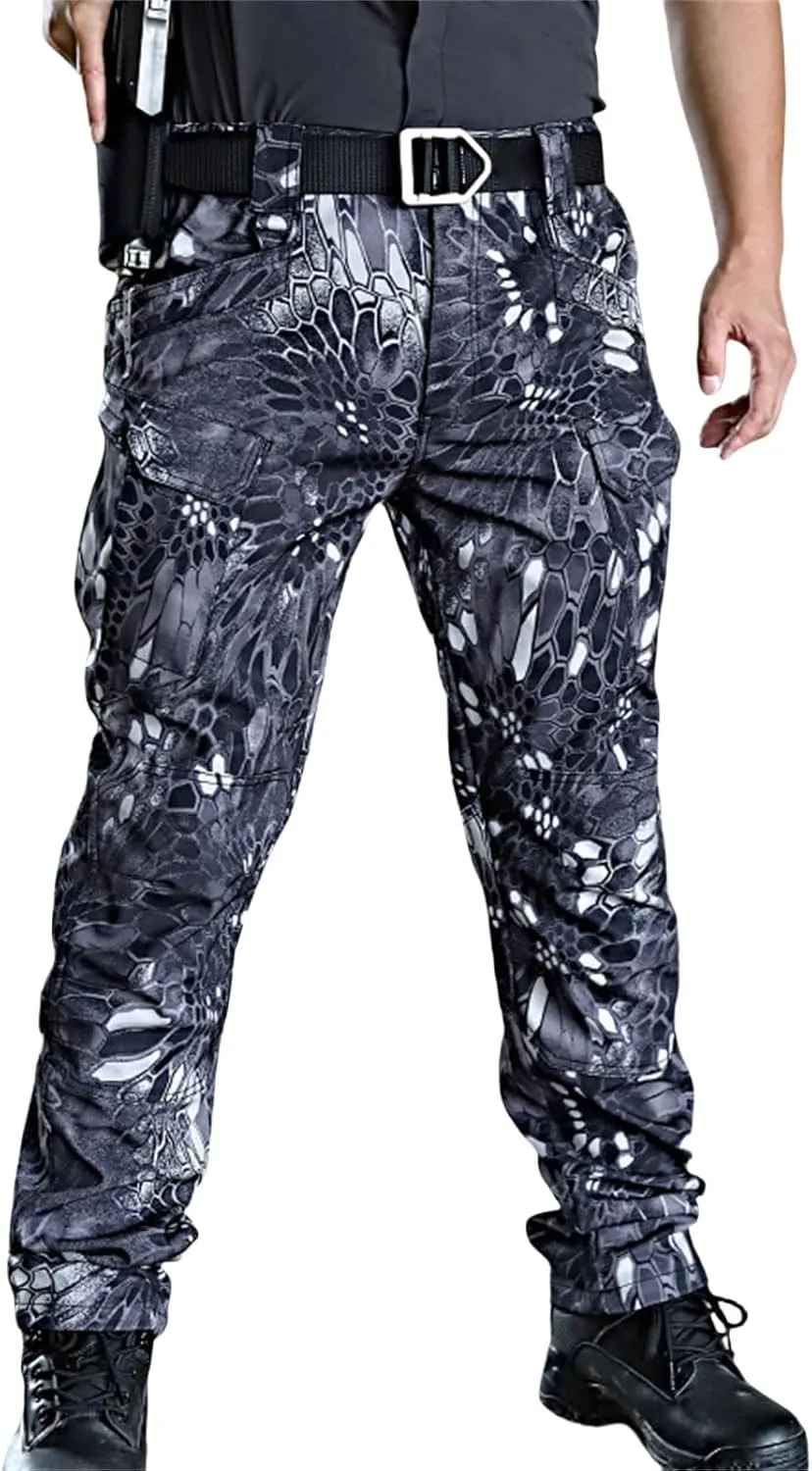 Tactical Cargo Pants Mens Relaxed Fit Flex Ripstop Cargo Pants Outdoor EDC Hiking Work Pants with Multi Pockets