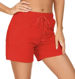 Tandisk Women's 5" Casual Jersey Cotton Shorts Lounge Yoga Pajama Walking Shorts with Pockets Activewear