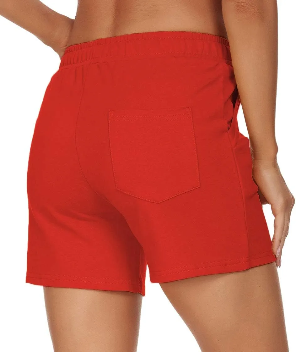 Tandisk Women's 5" Casual Jersey Cotton Shorts Lounge Yoga Pajama Walking Shorts with Pockets Activewear