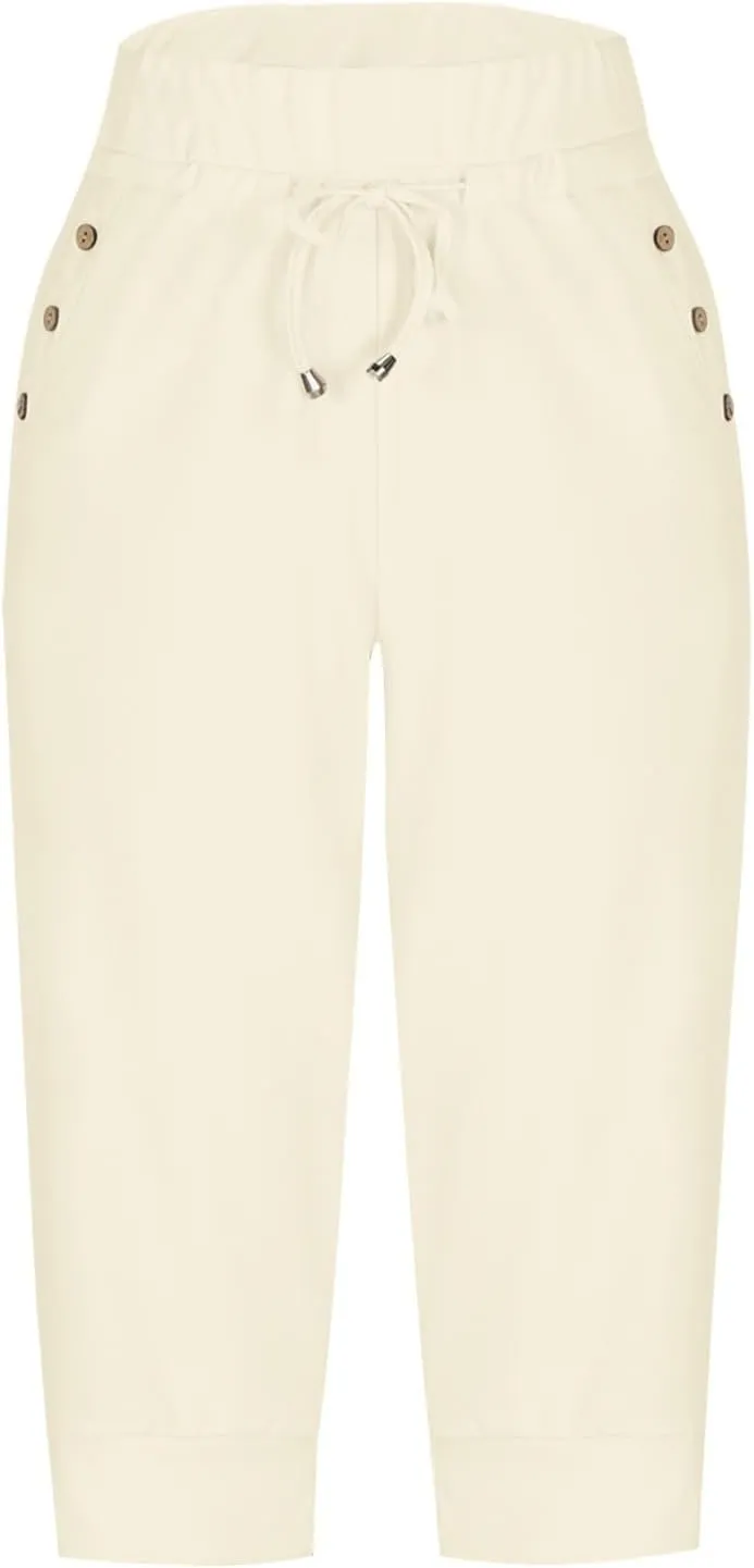 TUNUSKAT Womens Capri Sweatpants Lounge Cropped Joggers High Waisted Running Hiking Capris Stretch 3/4 Yoga Pants with Pocket