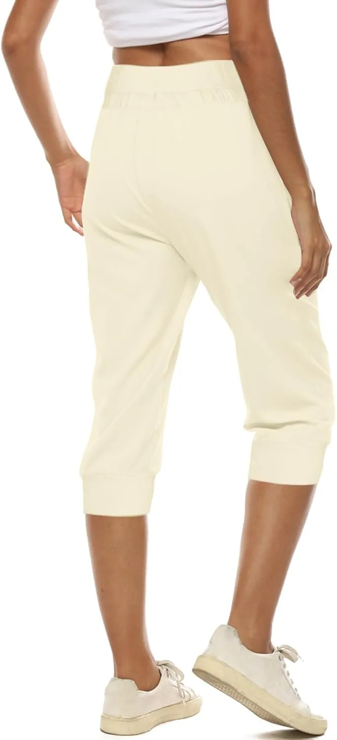 TUNUSKAT Womens Capri Sweatpants Lounge Cropped Joggers High Waisted Running Hiking Capris Stretch 3/4 Yoga Pants with Pocket