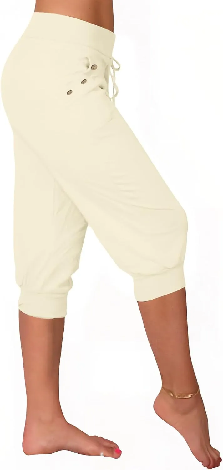 TUNUSKAT Womens Capri Sweatpants Lounge Cropped Joggers High Waisted Running Hiking Capris Stretch 3/4 Yoga Pants with Pocket