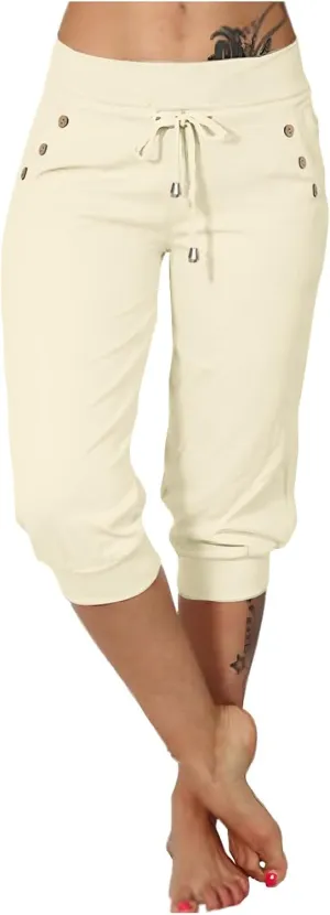 TUNUSKAT Womens Capri Sweatpants Lounge Cropped Joggers High Waisted Running Hiking Capris Stretch 3/4 Yoga Pants with Pocket