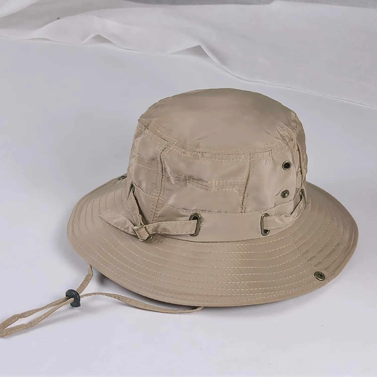 Unisex Outdoor Solid Boonie Hat Sun Hat Fishermen Fishing Hat Waterproof Wide Brim Chin Strap Breathable Hiking Fishing