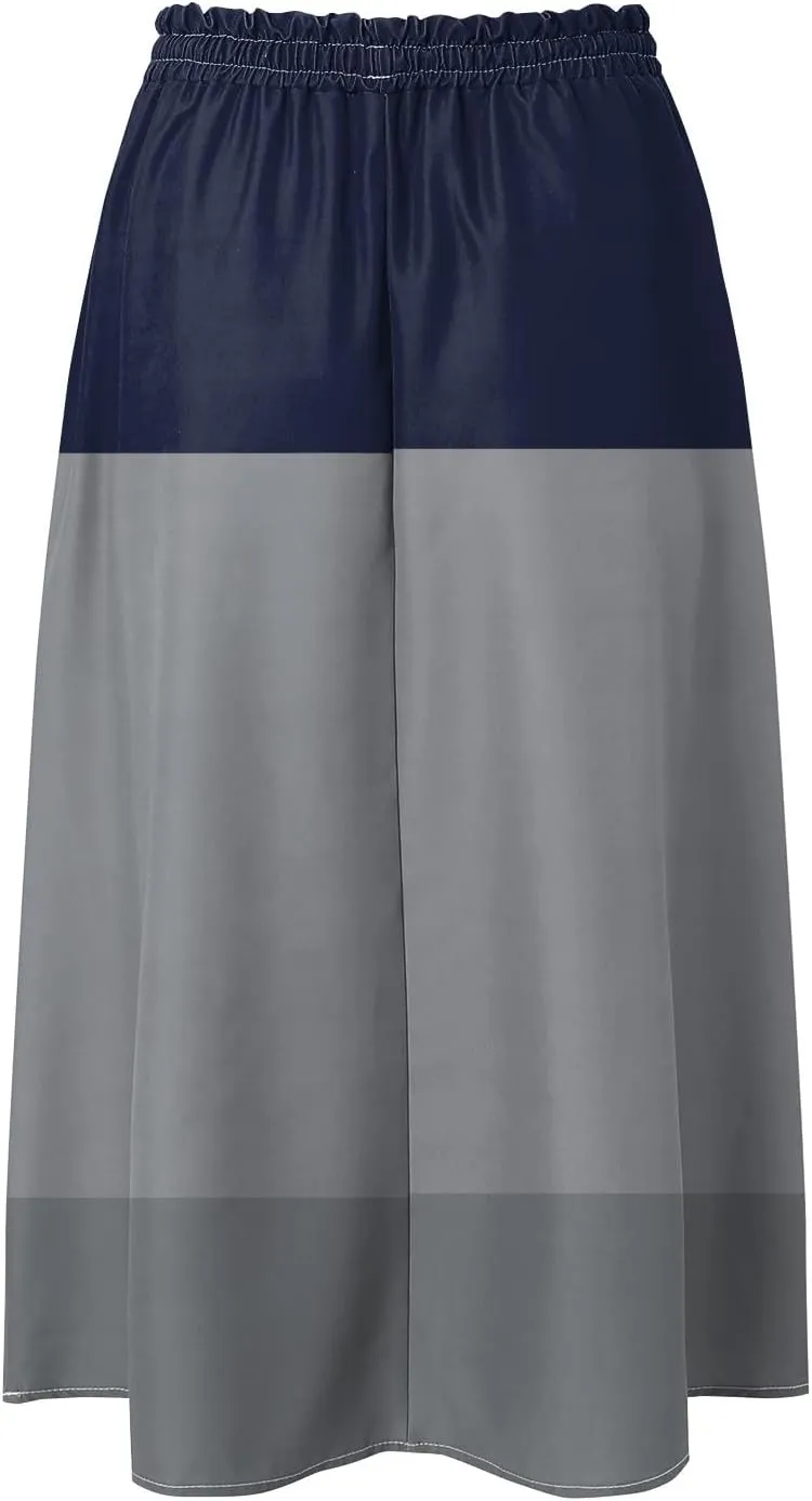 Vintage Boho Floral A-line Printed Midi Skirts with Pockets Chiffon Long Beach Midi Skirts
