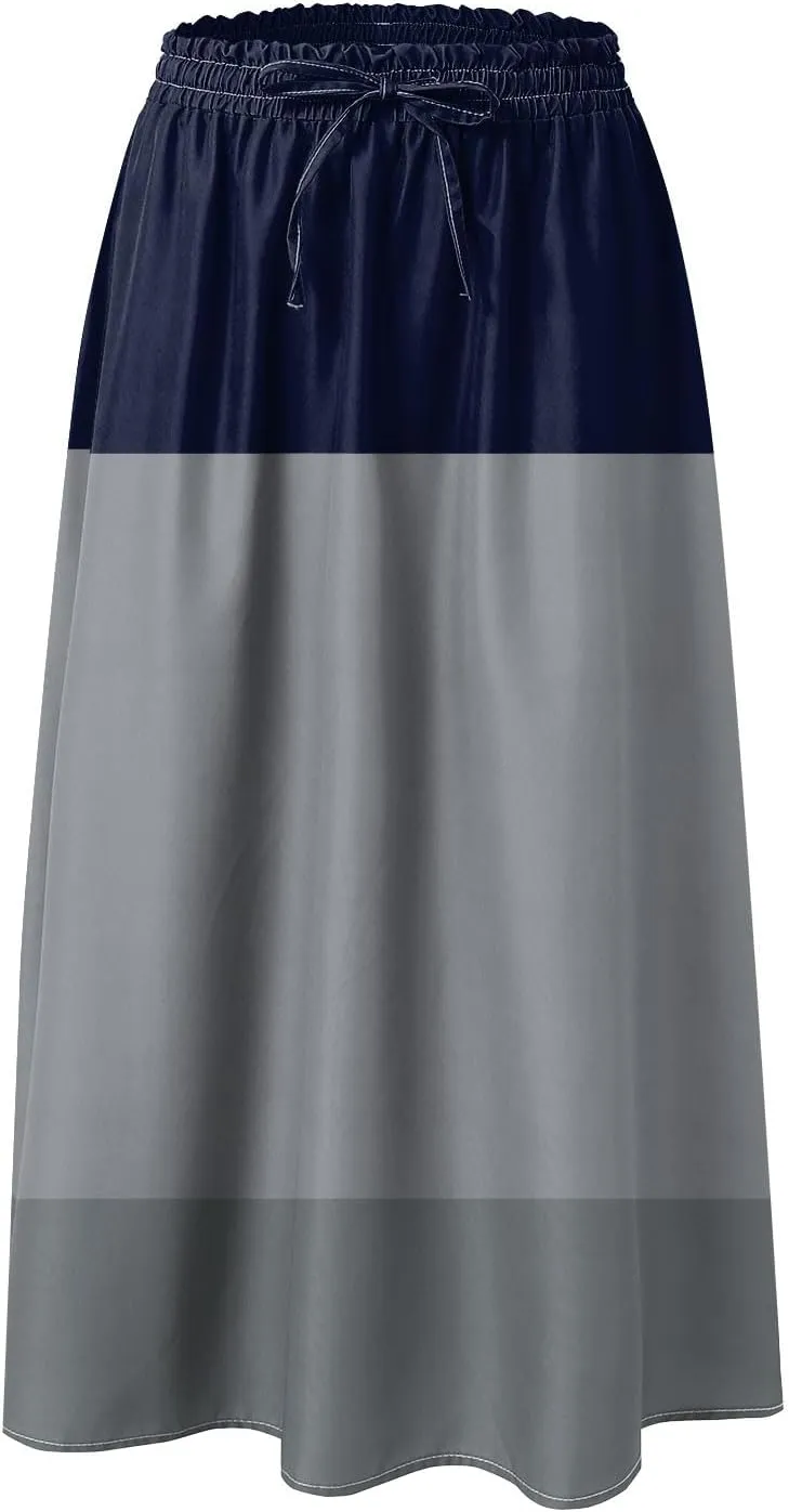 Vintage Boho Floral A-line Printed Midi Skirts with Pockets Chiffon Long Beach Midi Skirts