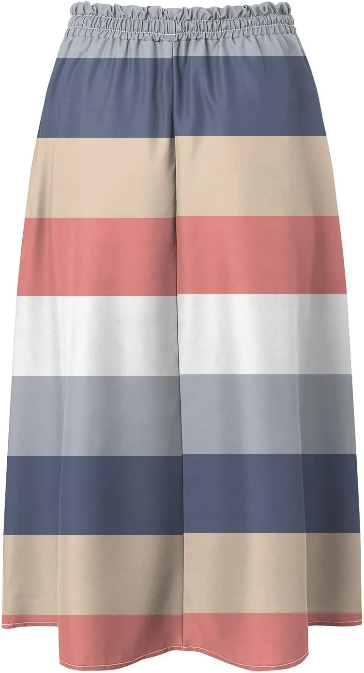Vintage Boho Floral A-line Printed Midi Skirts with Pockets Chiffon Long Beach Midi Skirts