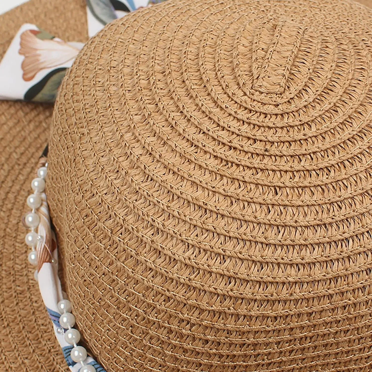 Wide Brim Floppy Straw Sun Hat Women's Girls Summer Flat Beach Bucket Hat Travel Foldable UV Protection Fishman Hat