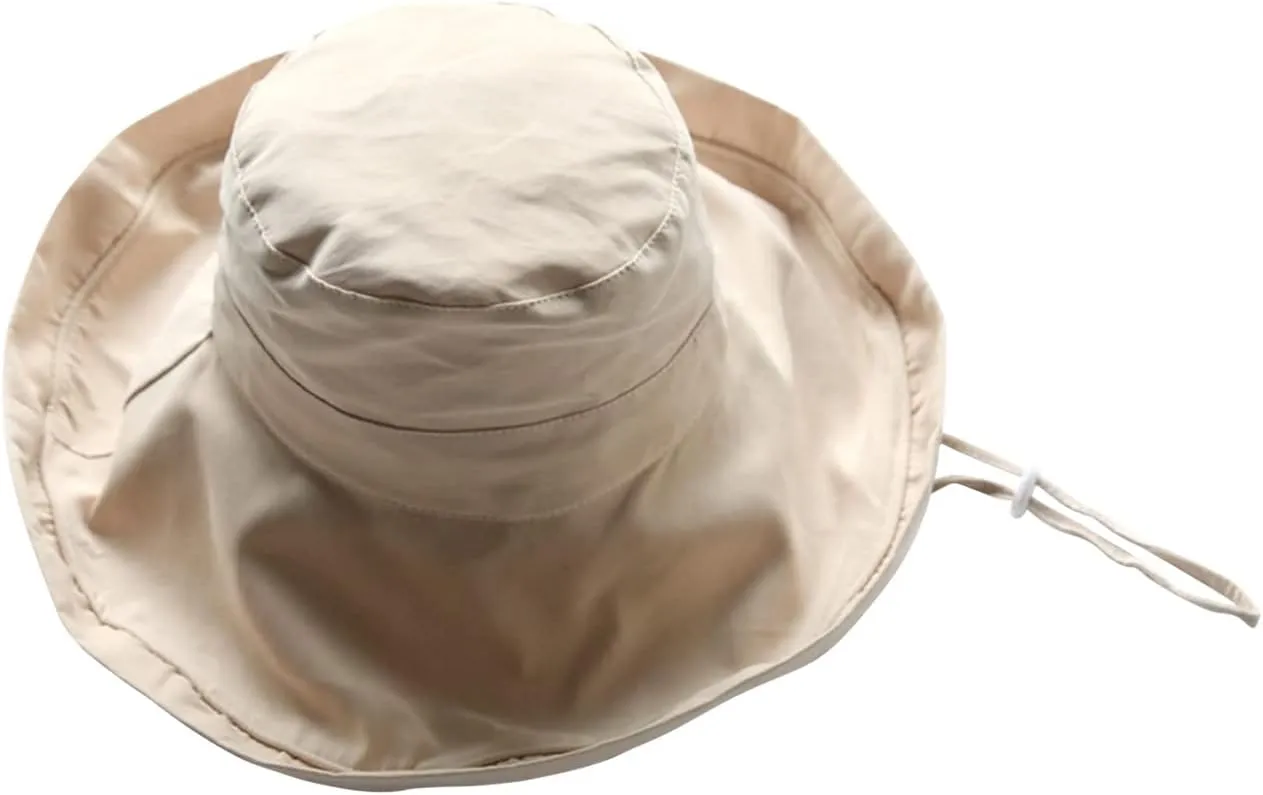 Wide Brim Sun Hats Women Cotton Floppy Roll-Up Bucket Hat Packable Summer Beach Hat UV Protection Travel Accessories