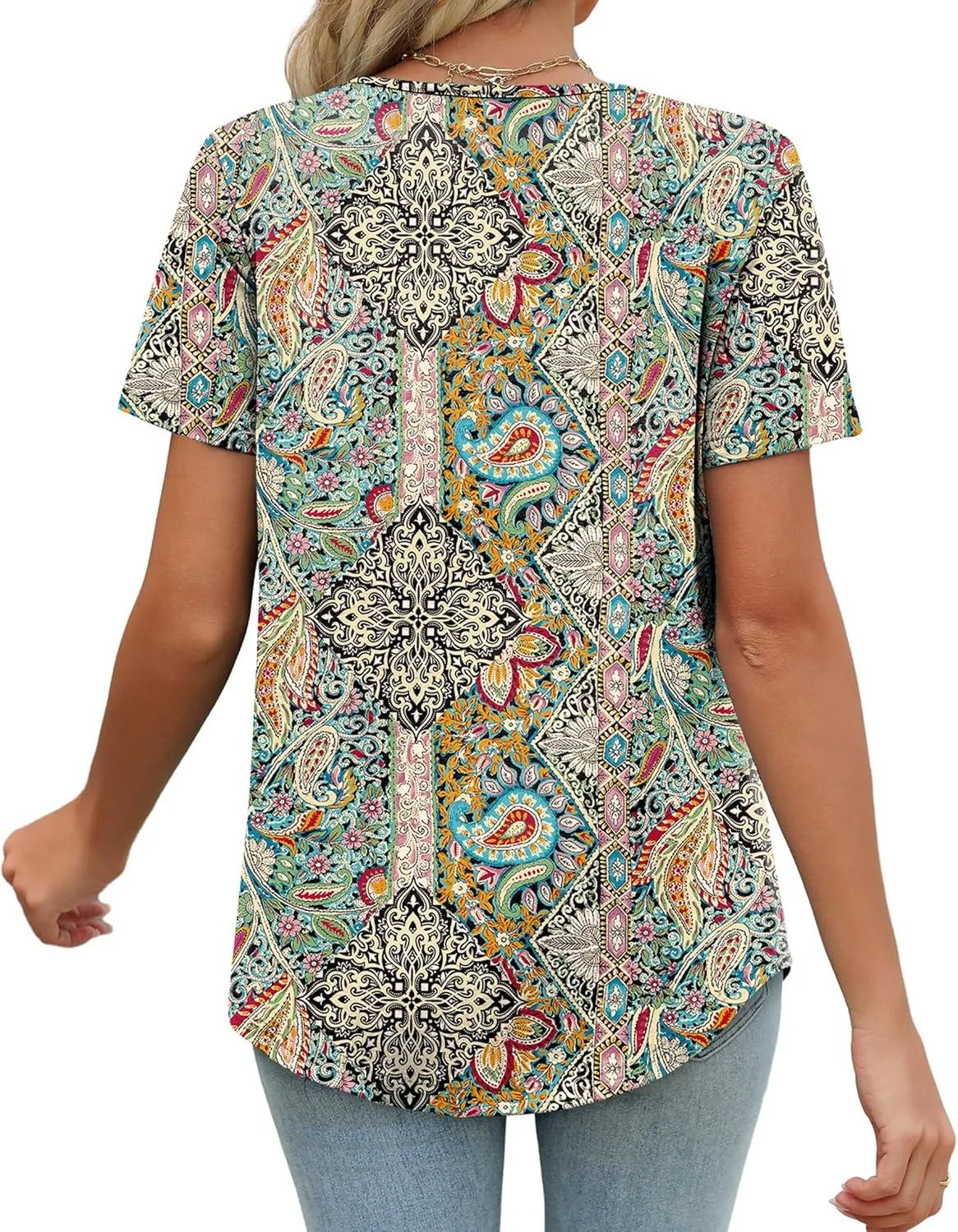 WIHOLL Womens Summer Tunic Tops Button Down Shirts Short Sleeve T-shirts Beach Vacation Clothes Spring S-3XL
