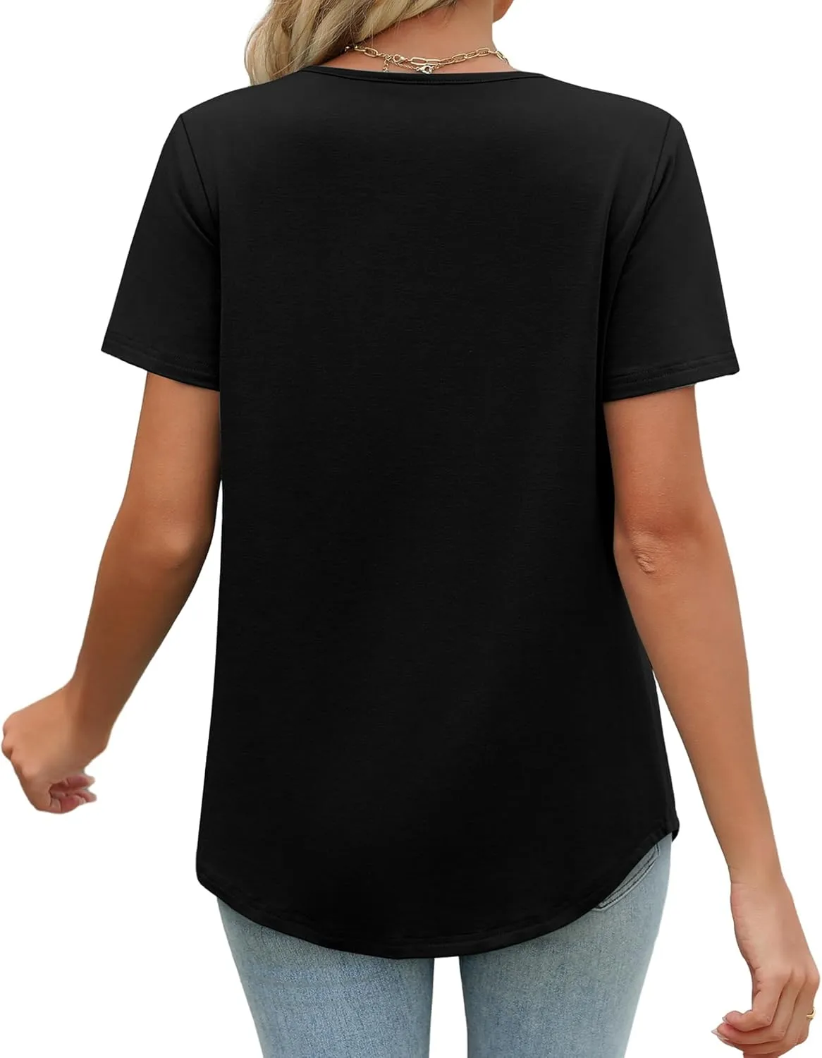 WIHOLL Womens Summer Tunic Tops Button Down Shirts Short Sleeve T-shirts Beach Vacation Clothes Spring S-3XL