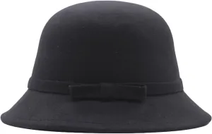 Women Fall Winter Wide Brim Church Cloche Bucket Cap Elegant Flower Organza Wedding Party Dress Fashionable Hats