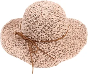 Women Fashion Straw Hats Summer Floppy Roll Up Beach Hat Teen Girls Wide Brim Bucket Sun Visor Hat Travel Accessories