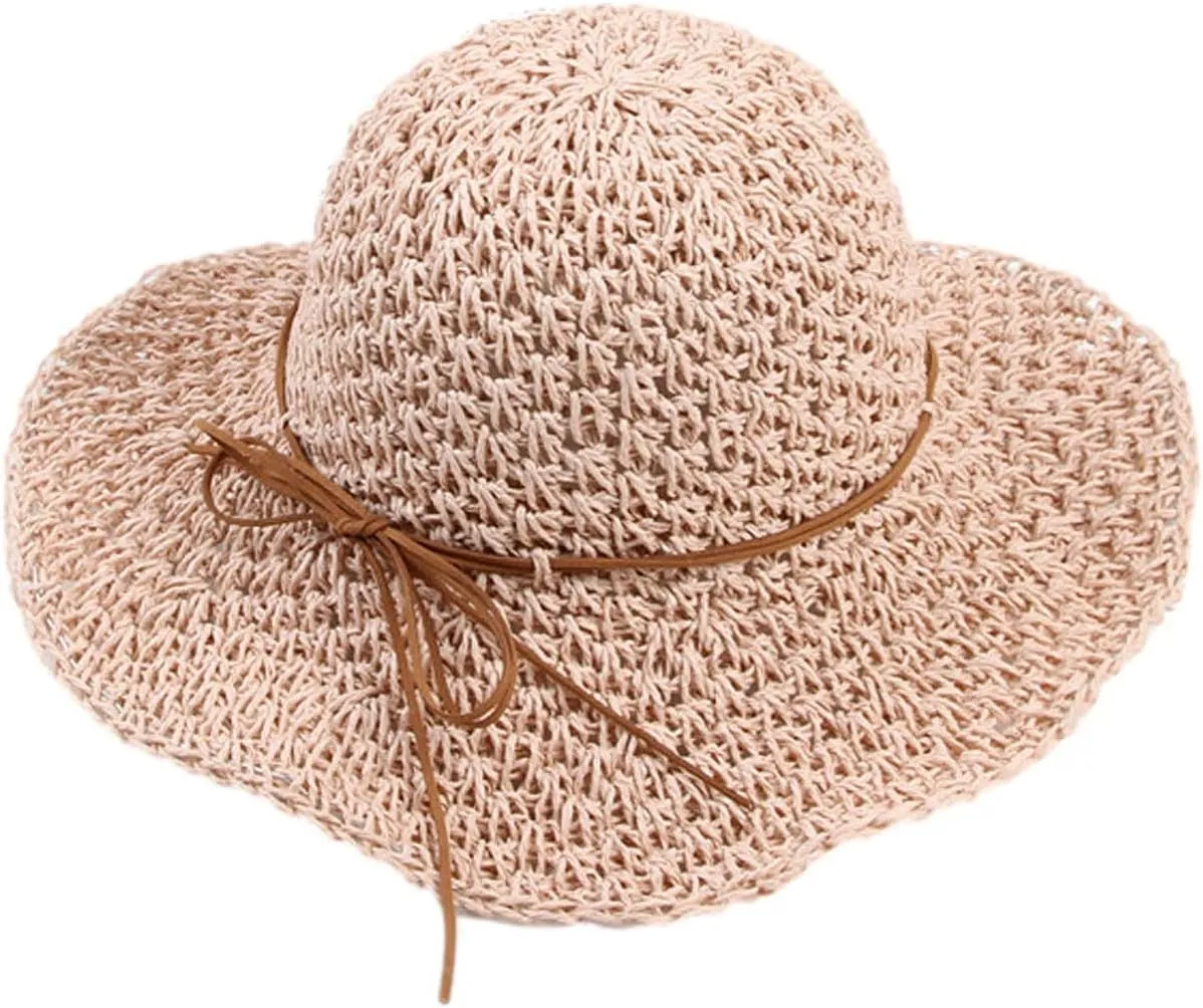 Women Fashion Straw Hats Summer Floppy Roll Up Beach Hat Teen Girls Wide Brim Bucket Sun Visor Hat Travel Accessories