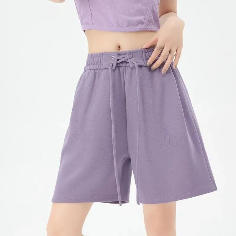 Women High Waist Kroean Loose Fit Casual Summer Solid Shorts