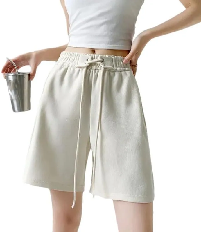 Women High Waist Kroean Loose Fit Casual Summer Solid Shorts