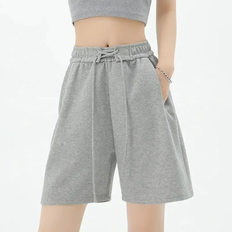 Women High Waist Kroean Loose Fit Casual Summer Solid Shorts