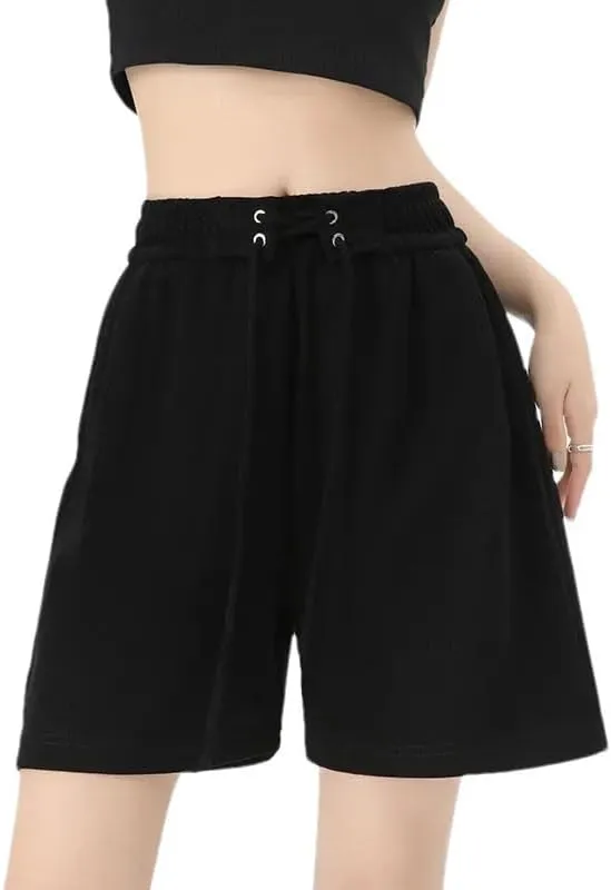Women High Waist Kroean Loose Fit Casual Summer Solid Shorts