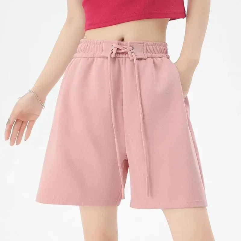 Women High Waist Kroean Loose Fit Casual Summer Solid Shorts