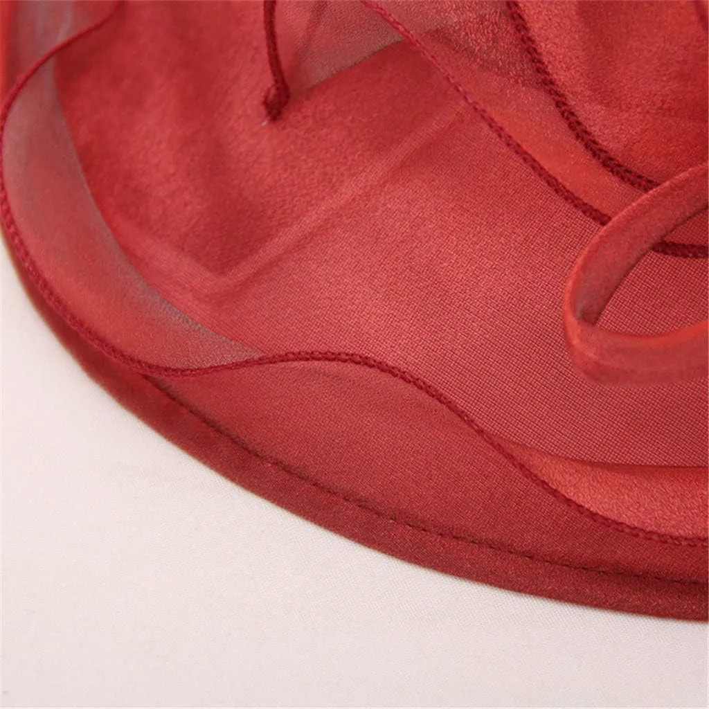 Women Lace Retro Wedding Tea Fascinator Hat Bridal Short Brim Roll up Sun Hat Sunshade Hat Fedora Foldable Lightweight