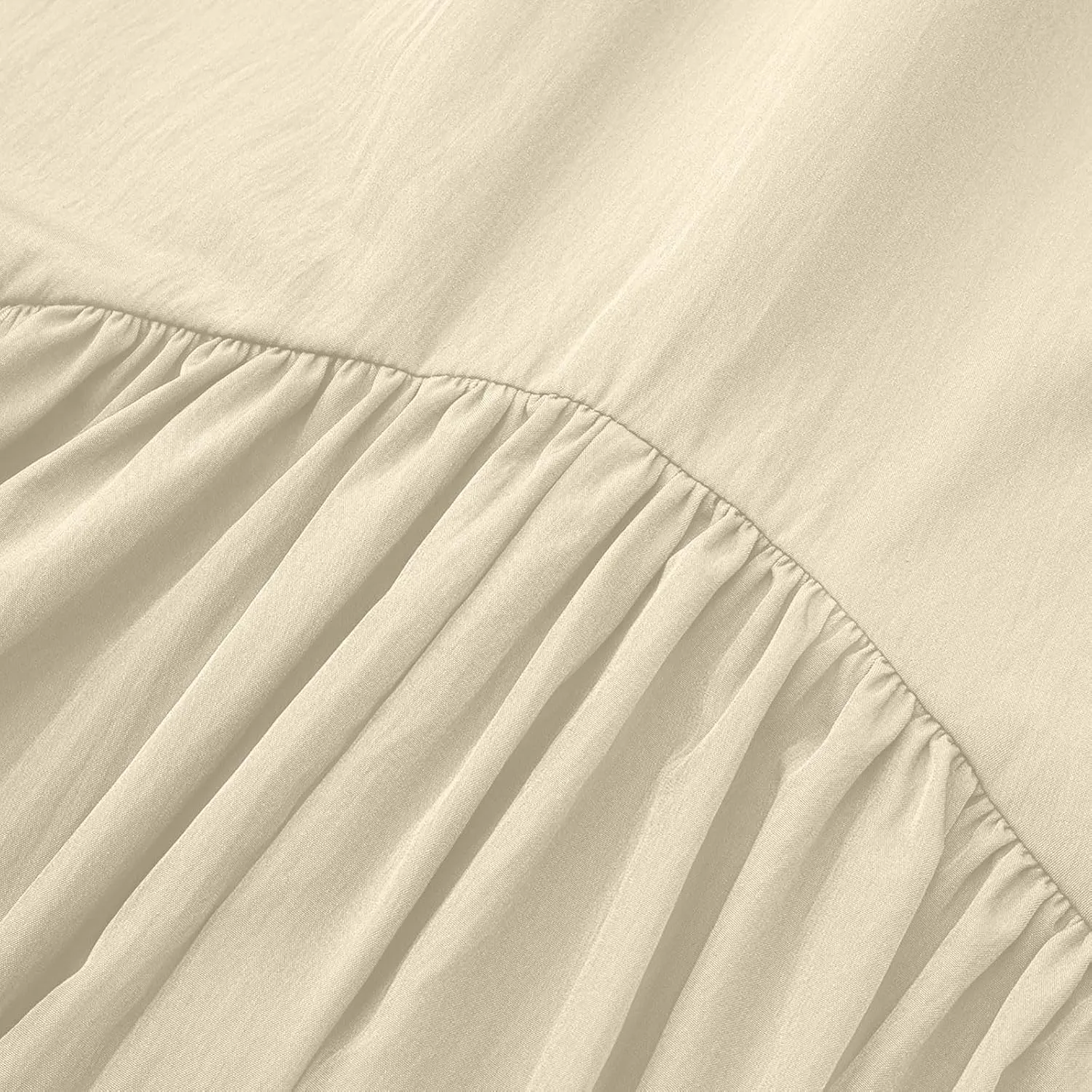 Women Ruched Ruffle Hem Long Skirt, Solid Color Comfy Drawstring Casual Skirts Loose Flowy Summer Clothes with Pockets