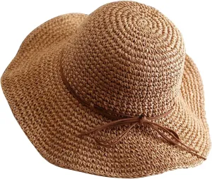 Women Sun Hat Summer Floppy Packable Short Brim Roll Up Panama Hat Outdoor Women Large Straw Hat