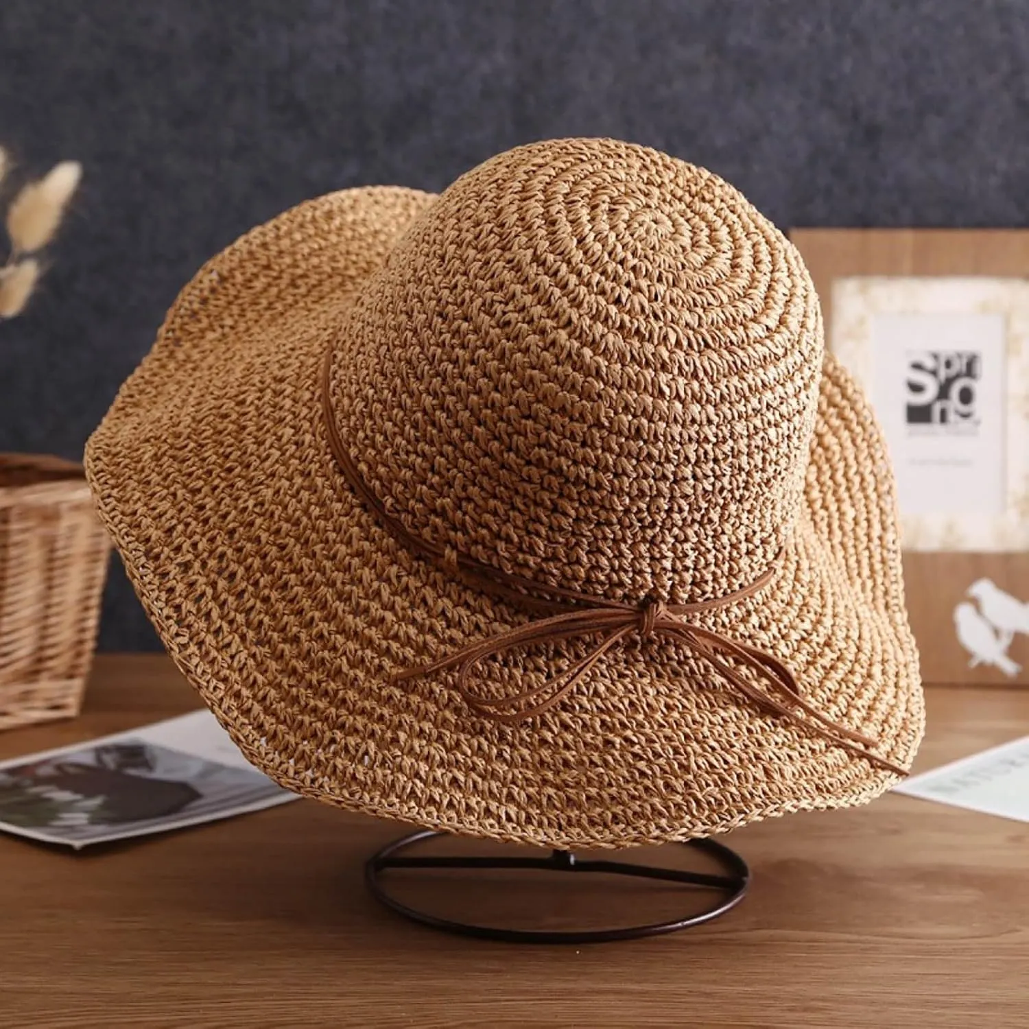 Women Sun Hat Summer Floppy Packable Short Brim Roll Up Panama Hat Outdoor Women Large Straw Hat