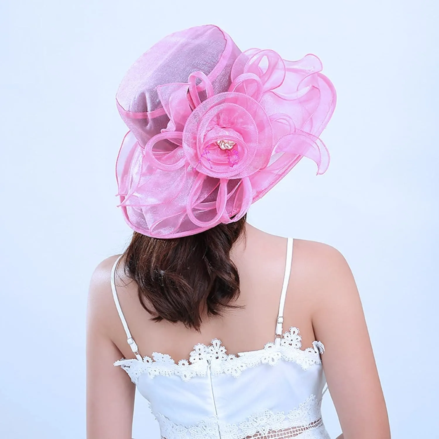 Women Wedding Church Dress Cloche Hat Fascinator Floral Tea Party Bucket Hat Independence Day s Birthday