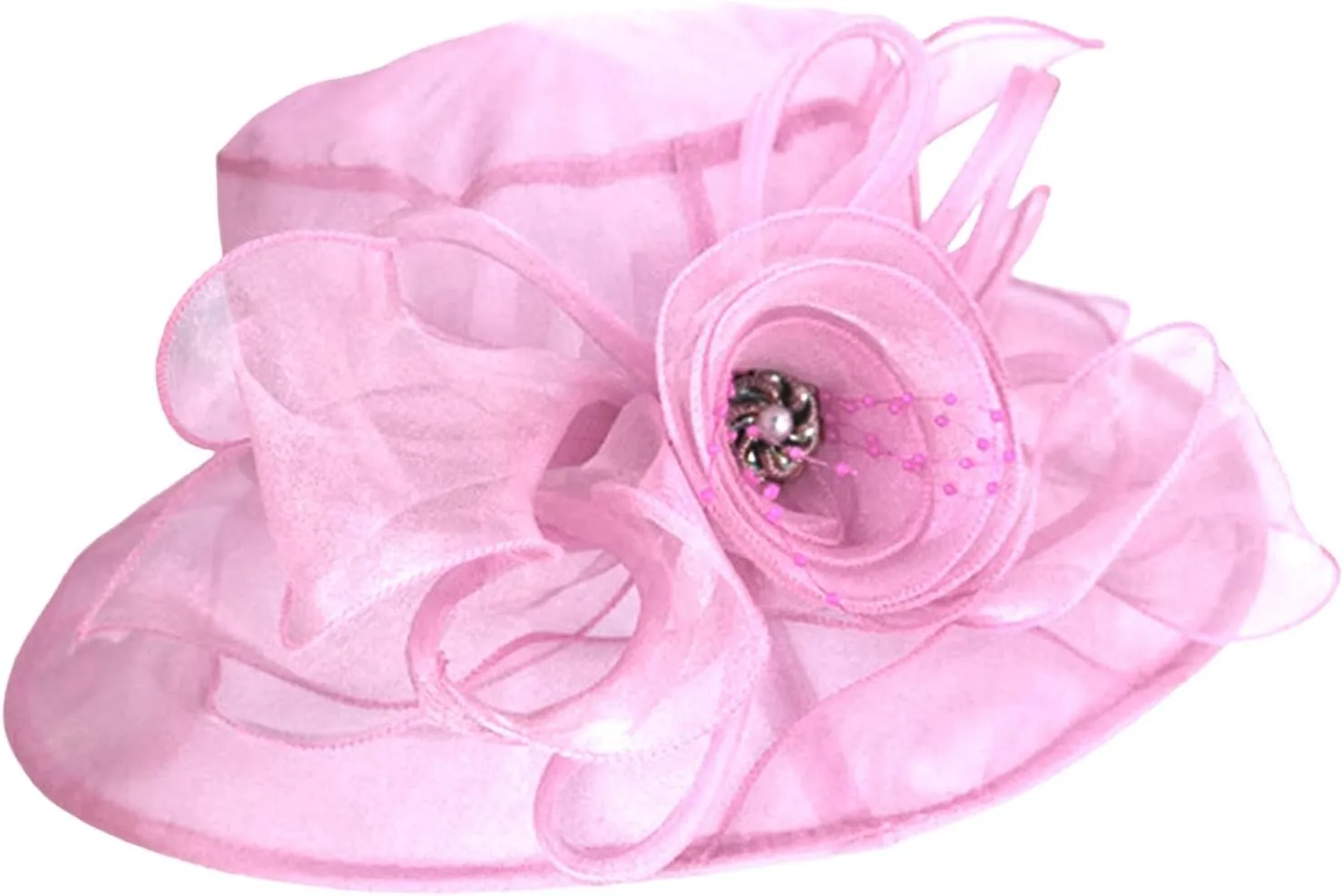 Women Wedding Church Dress Cloche Hat Fascinator Floral Tea Party Bucket Hat Independence Day s Birthday