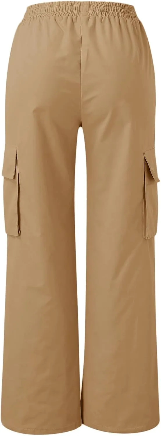 Women's Belt Less High Waisted Wide Leg Trousers Straight Leg Relaxed Style Casual Trousers Velour