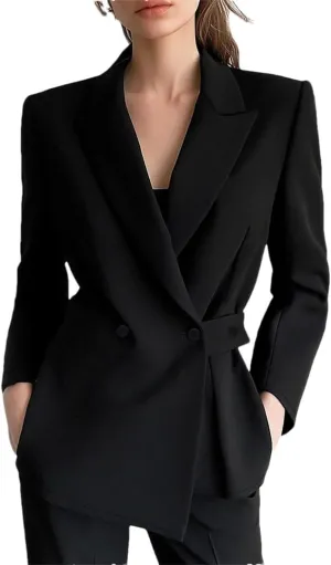 Women's Buttoned Long Sleeve Business Shawl Collar Office Blazer