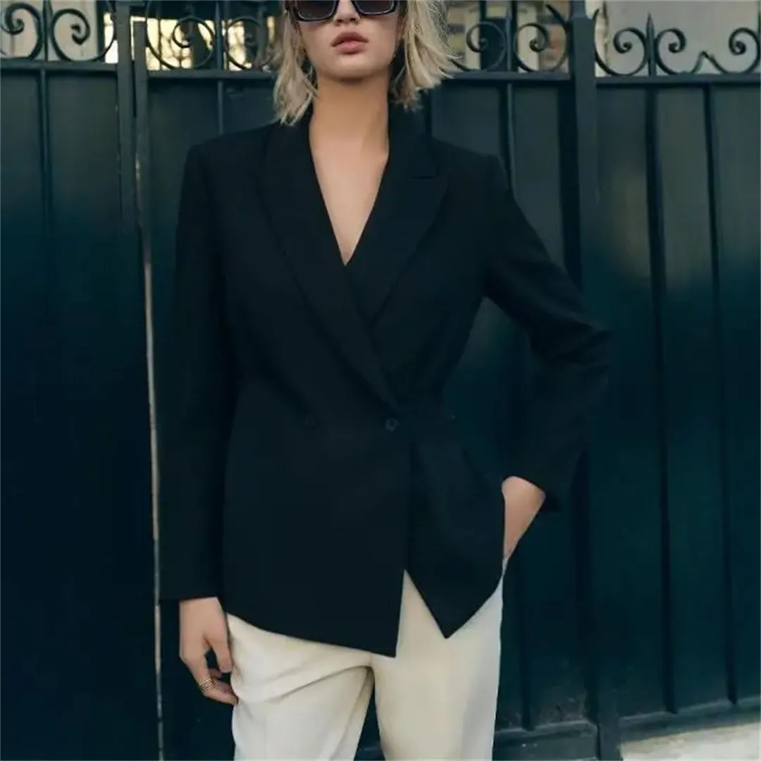 Women's Buttoned Long Sleeve Business Shawl Collar Office Blazer