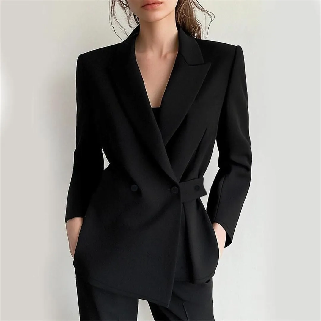 Women's Buttoned Long Sleeve Business Shawl Collar Office Blazer