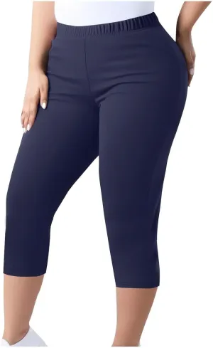 Womens Capri Leggings 2025 High Waist Elastic Biker Shorts Casual Solid Comfy Breathable Workout Running Yoga Pants