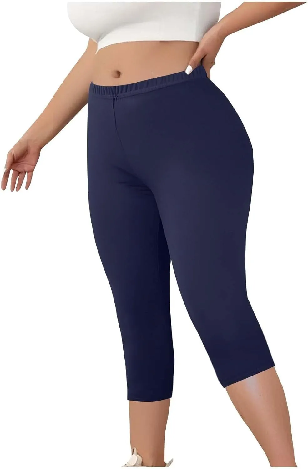 Womens Capri Leggings 2025 High Waist Elastic Biker Shorts Casual Solid Comfy Breathable Workout Running Yoga Pants