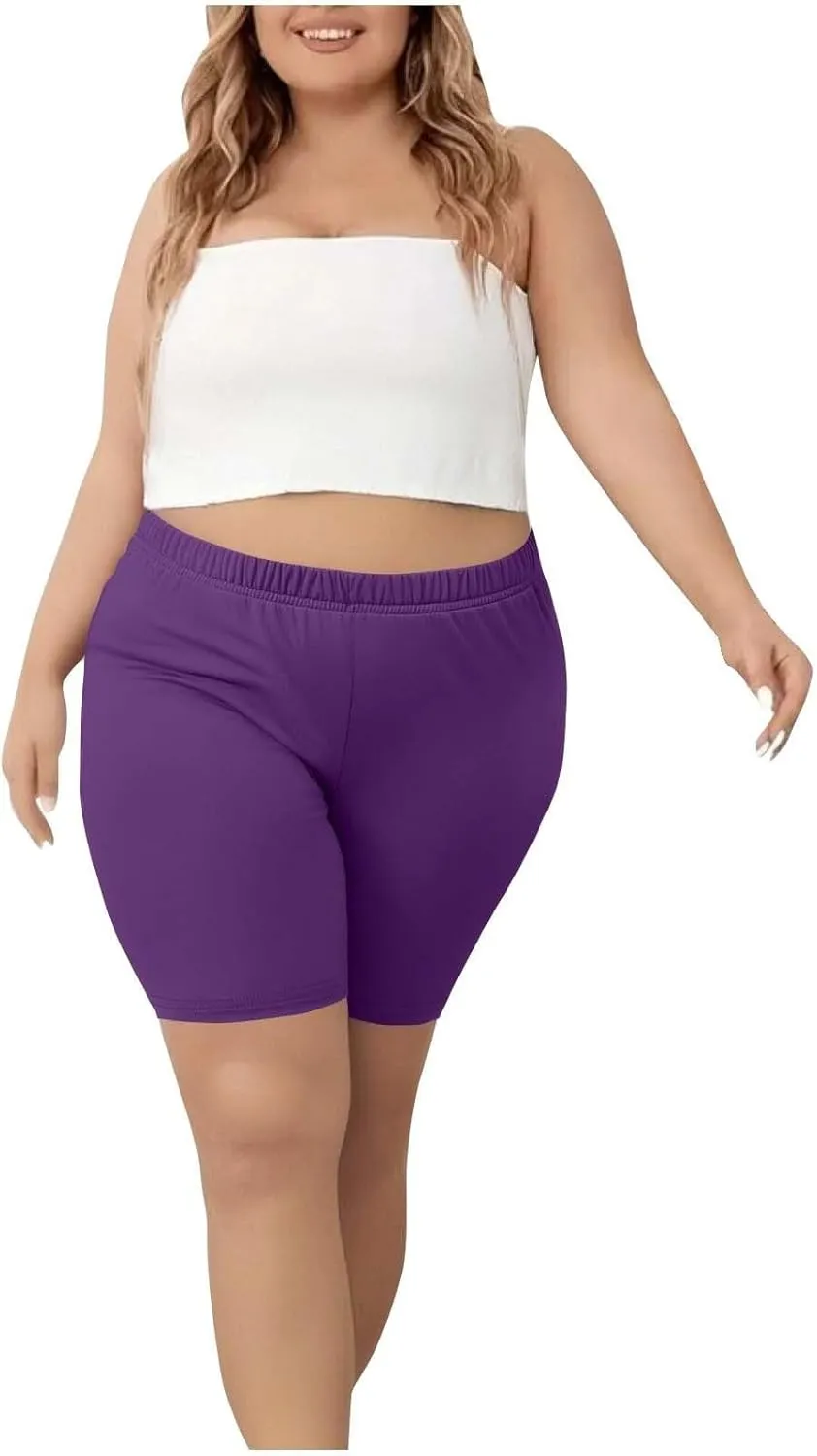 Womens Capri Leggings 2025 High Waist Elastic Biker Shorts Casual Solid Comfy Breathable Workout Running Yoga Pants