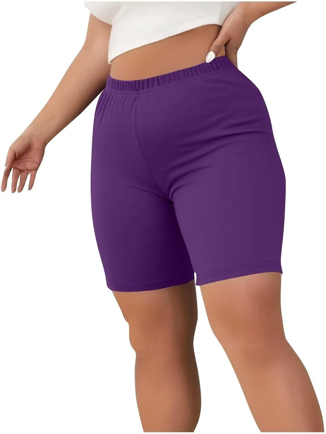Womens Capri Leggings 2025 High Waist Elastic Biker Shorts Casual Solid Comfy Breathable Workout Running Yoga Pants