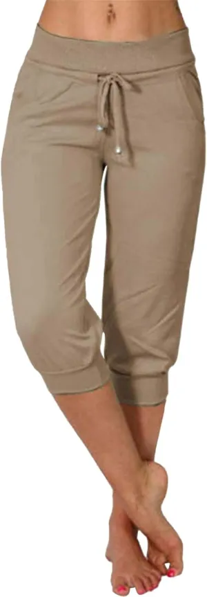 Women's Capri Pants Elastic Pants for Women Fashion Casual Fashion Shorts Drawstring Elastic Waist Lounge Pant Yoga