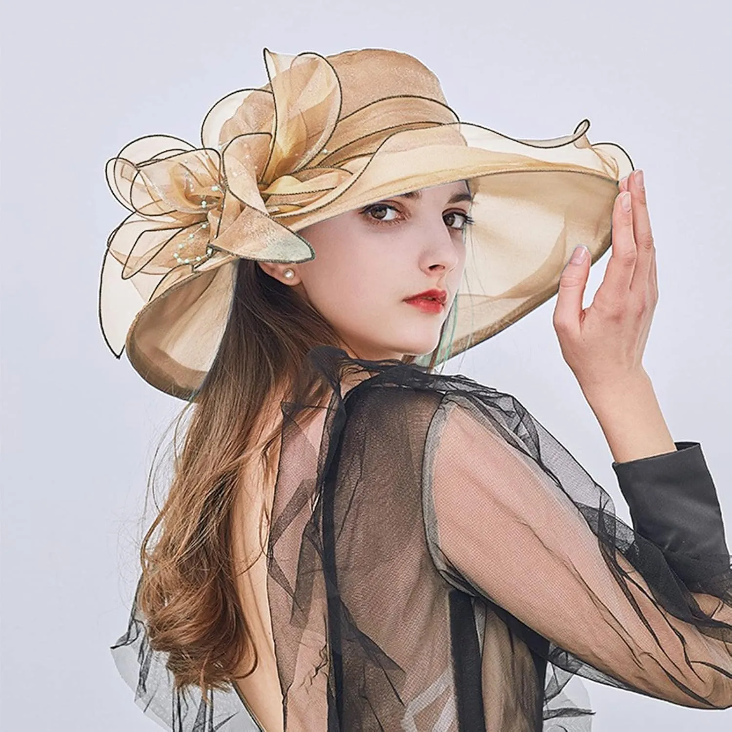 Women's Church Hat 1950 Vintage Fascinator Floral Tea Party Wedding Bucket Hat Fashion Beach Hats s Birthday
