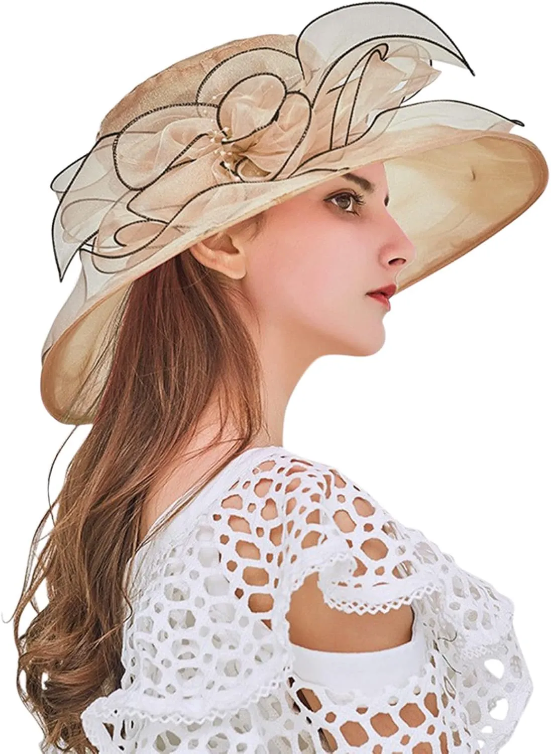 Women's Church Hat 1950 Vintage Fascinator Floral Tea Party Wedding Bucket Hat Fashion Beach Hats s Birthday