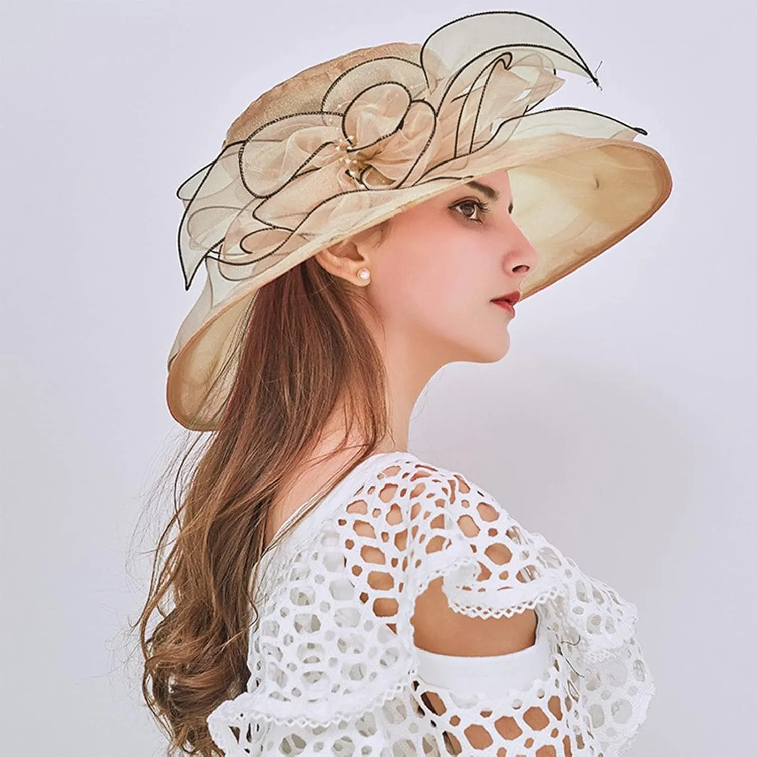 Women's Church Hat 1950 Vintage Fascinator Floral Tea Party Wedding Bucket Hat Fashion Beach Hats s Birthday